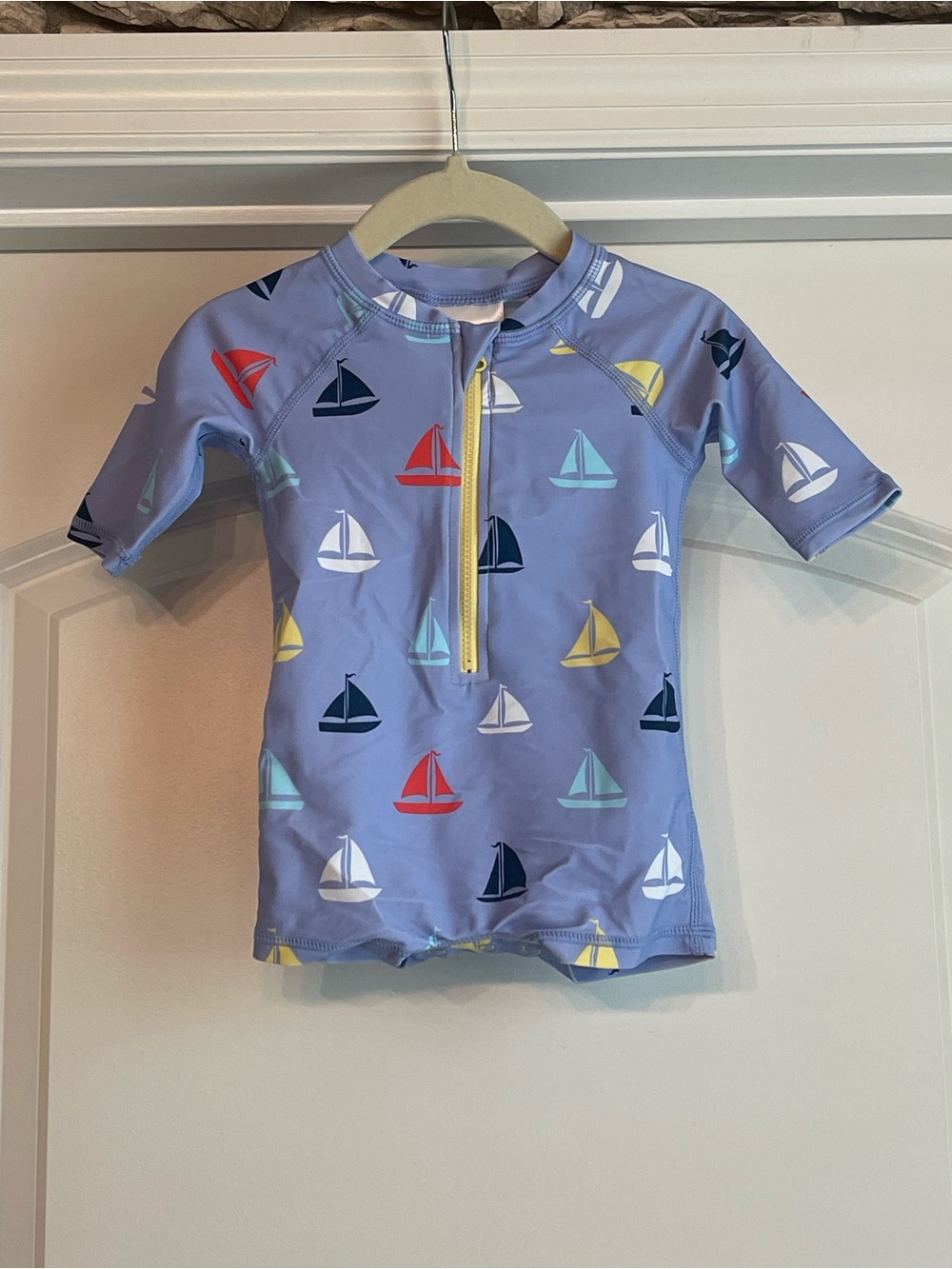 Rugged Butts Baby Short Sleeve Sailboat Rash Guard Swim Top - NWT